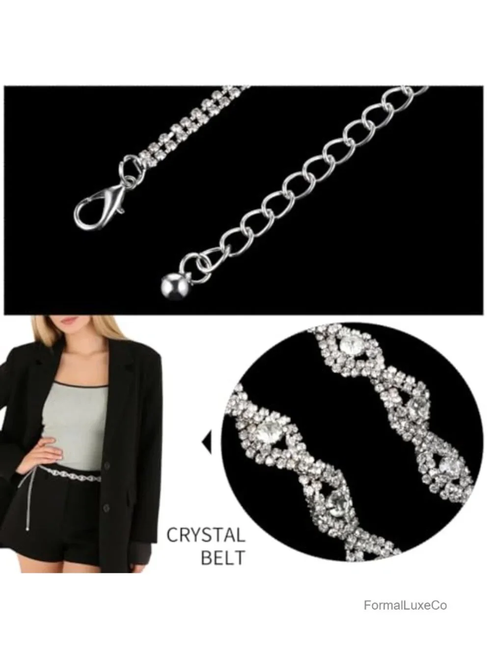 Rhinestone Waist Chain Belt for Women - Dresses, Weddings, Formal & Casual